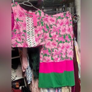 Lilly Pulitzer Pink and Green Floral Dress